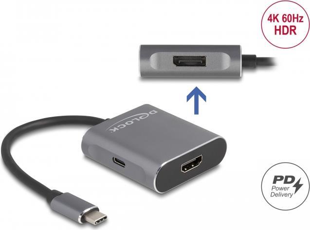 Delock Splitter USB Type-C (DP Alt Mode) a 1 x HDMI 1 x DisplayPort MST con USB Type-C PD