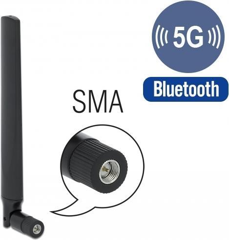 Delock Antenna 5G LTE SMA plug -3.3 - 1.3 dBi omnidirezionale con giunto inclinabile nero