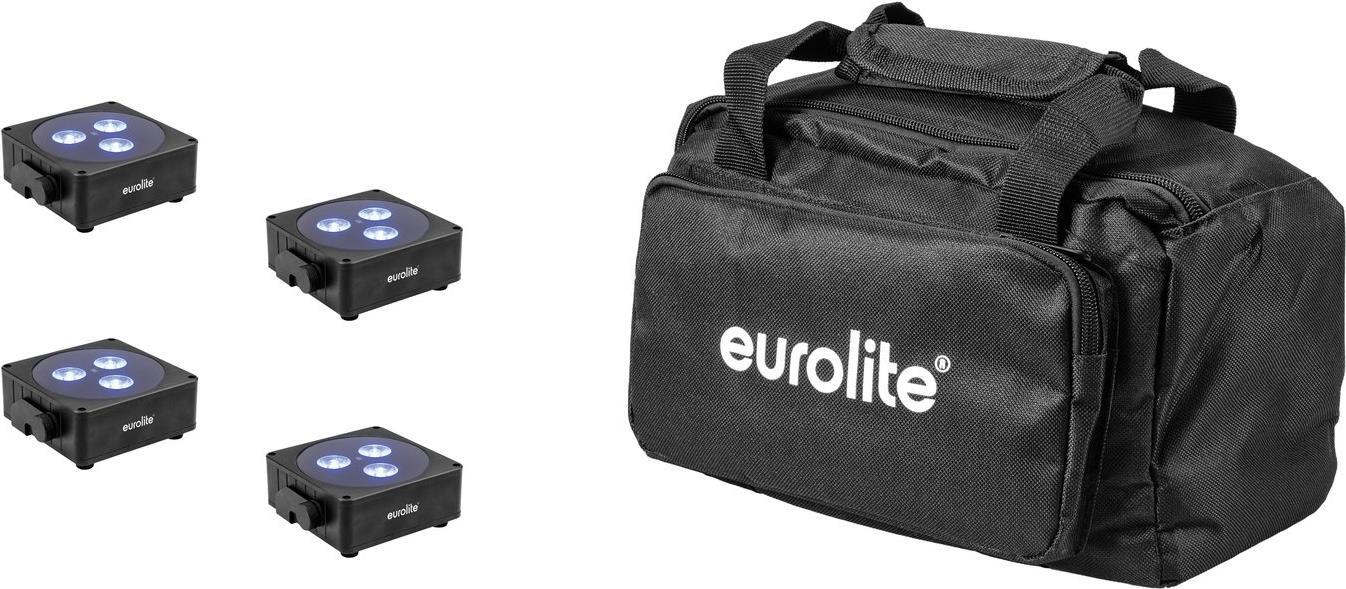 EUROLITE Set 4x AKKU Flat Light 3 sw + Soft-Bag (20000474)