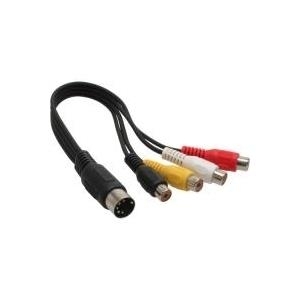 INLINE - Cavo video/audio - Video/audio composito - DIN 5 pin maschio a RCA x 4 femmina - 20 cm - Nero