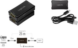 LogiLink HD0014 Bridge e ripetitore Ripetitore di rete 18000 Mbit/s Nero (HD0014)