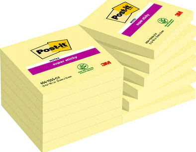 Foglietti riposizionabili Super Sticky Notes Post-it® Giallo Canary - 76x76 mm 12 blocchetti da 90 ff - 7100290155