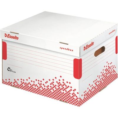 Esselte Archiv Klappdeckelbox Speedbox Fur Ordner Weiss Rot Fur Format Din Aus 100 Recycelter Pappe Zu 100