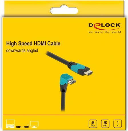 DeLOCK 86991 cavo HDMI 1 m HDMI tipo A [Standard] Nero, Blu (DeLOCK High Speed HDMI Cable, straight - angled, 8K, 1m - Blue/Bla