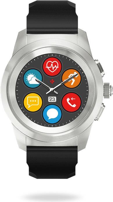 MyKronoz ZeTime 1.22 TFT Schwarz - Silber Smartwatch (7640158012796)