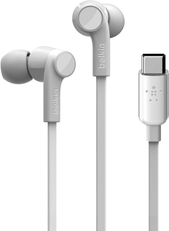 Belkin ROCKSTAR - Ohrhörer mit Mikrofon - im Ohr - kabelgebunden - USB-C - Geräuschisolierung - weiß (G3H0002BTWHT)