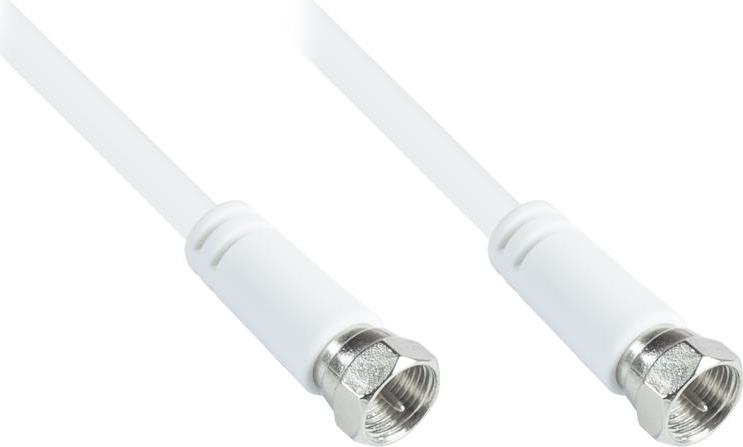 SAT Antennenkabel, F-Stecker beidseitig (vernickelt), 2x geschirmt (class A, >85 dB / 75 Ohm), CCS, weiß, 1m, Good Connections® (S-2F010W)