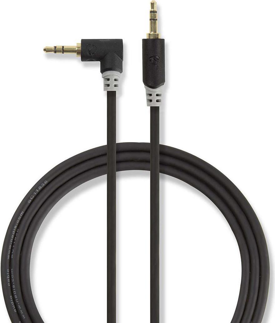 Nedis CABW22600AT05 cavo audio 3.5mm Antracite (Nedis AUX Cable, Angled 3.5mm hane - 3.5mm hane, 0.5m - Black)