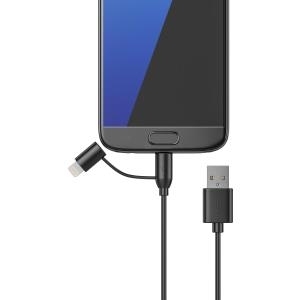 BeHello BEHCBL00023 1m USB A Micro-USB B/Lightning Schwarz USB Kabel (BEHCBL00023)