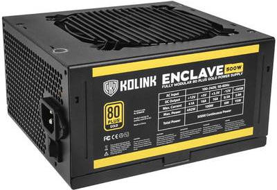 Kolink KL-G500FM alimentatore per computer 500 W 20+4 pin ATX ATX Nero (Kolink Enclave 500W 80 Plus Gold Modular Power Supply)