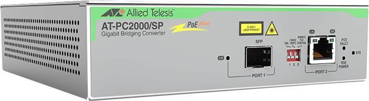 Allied Telesis AT-PC2000/SP - Medienkonverter - GigE - 10Base-T, 100Base-TX, 1000Base-T, 1000Base-X, 100Base-X - SFP (mini-GBIC) / RJ-45 - 850 nm - TAA-konform