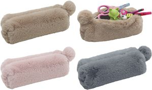 WEDO Schlamper-Etui FLUFFY, aus Plüsch, hellbraun kuschelig, mit Plüschbommel am Reißverschluss, - 1 Stück (242 74007)