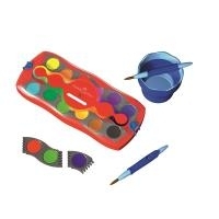 FABER-CASTELL Deckfarbkasten CONNECTOR, 12 Farben inkl. Deckweiß, entspricht DIN 5023, Farbnäpfchen können (125030)