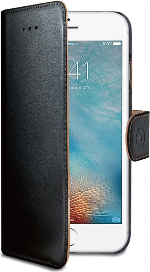 CELLY WALLY800 - Flip-Hülle für Mobiltelefon - Kunststoff, Kunstleder - Schwarz - für Apple iPhone 7