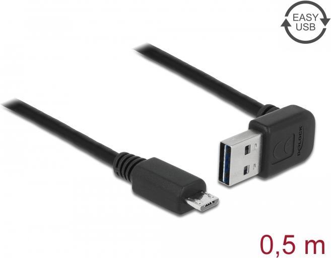 Delock Cavo EASY-USB 2.0 tipo A maschio angolato su/gi USB 2.0 tipo Micro-B maschio 05 m