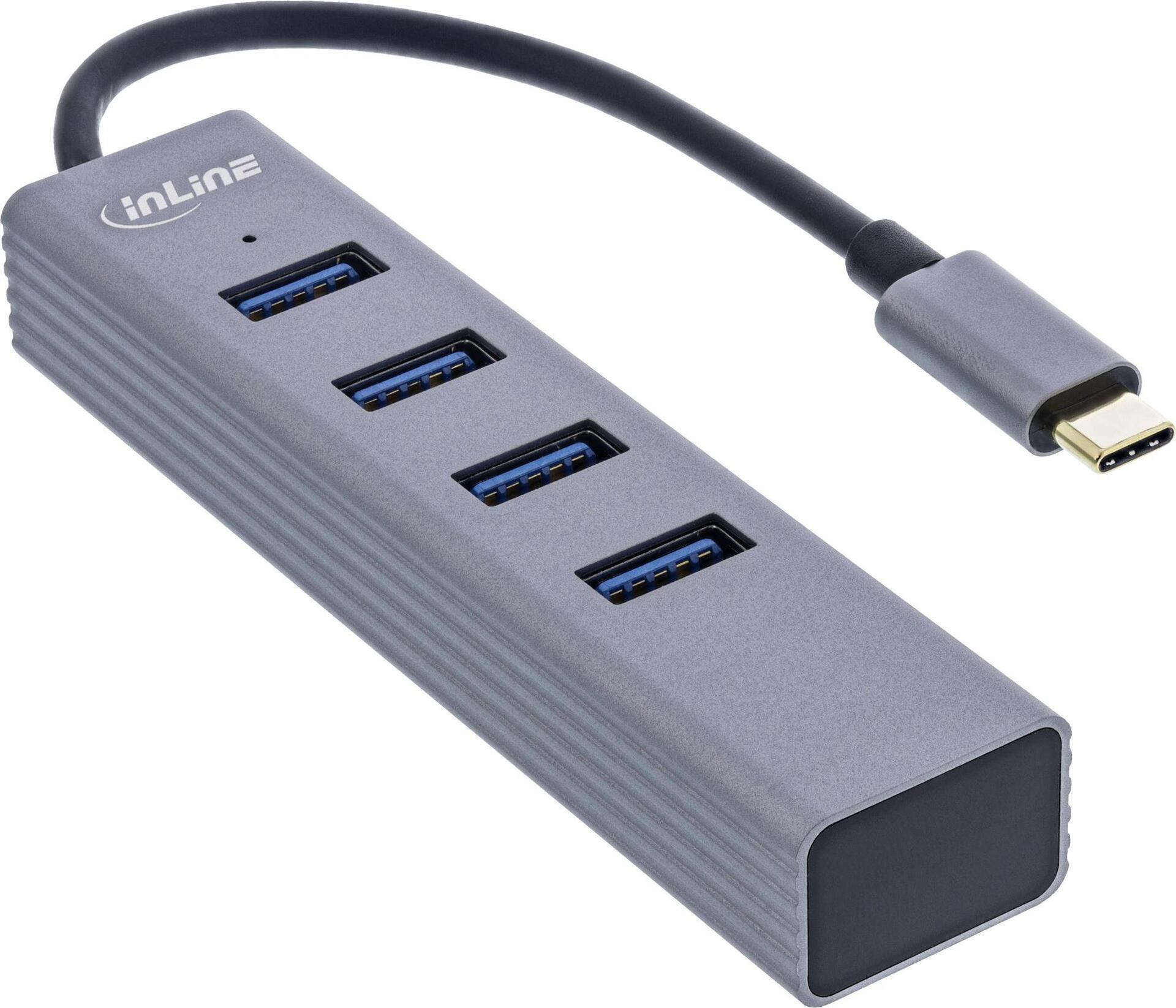 Multi Hub USB-C 3.2 4x USB-A 5Gb-s - OTG - Custodia in alluminio