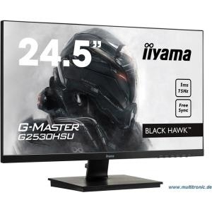 Iiyama G-MASTER Black Hawk G2530HSU-B1 - LED-Monitor - 62,2 cm (24.5) - 1920 x 1080 Full HD (1080p) - TN - 250 cd/m² - 1000:1 - 1 ms - HDMI, VGA, DisplayPort - Lautsprecher - Schwarz (G2530HSU-B1)