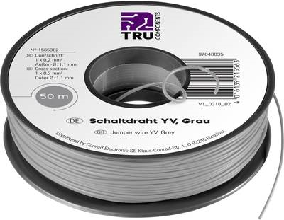 TRU COMPONENTS 1565382 Schaltdraht Yv 1 x 0.20 mm² Grau 50 m (1565382)