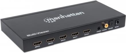 Manhattan 207881 conmutador de vdeo HDMI (1080P 4-Port Hdmi Multiviewer - Switch Switch With Four - Inputs On One Display Video