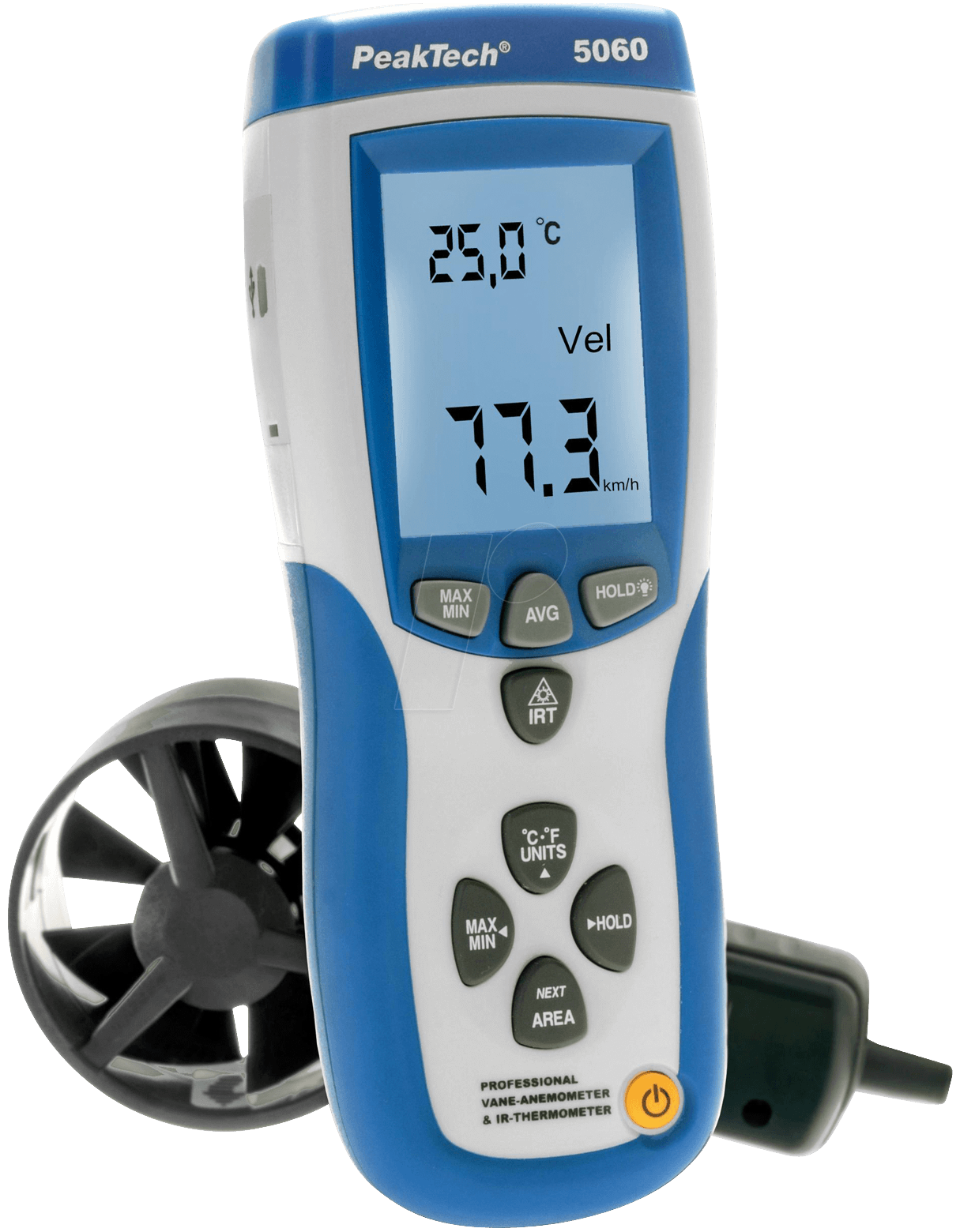 PeakTech IR-Thermo-Anemometer 0.4...30 m/s 0...16665 mü/h -10...+60 °C (PeakTech 5060)