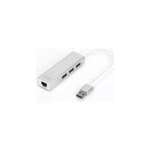 HUB A 3 PORTE USB 3.0 E ADATTATORE LAN GIGABIT DIGITUS