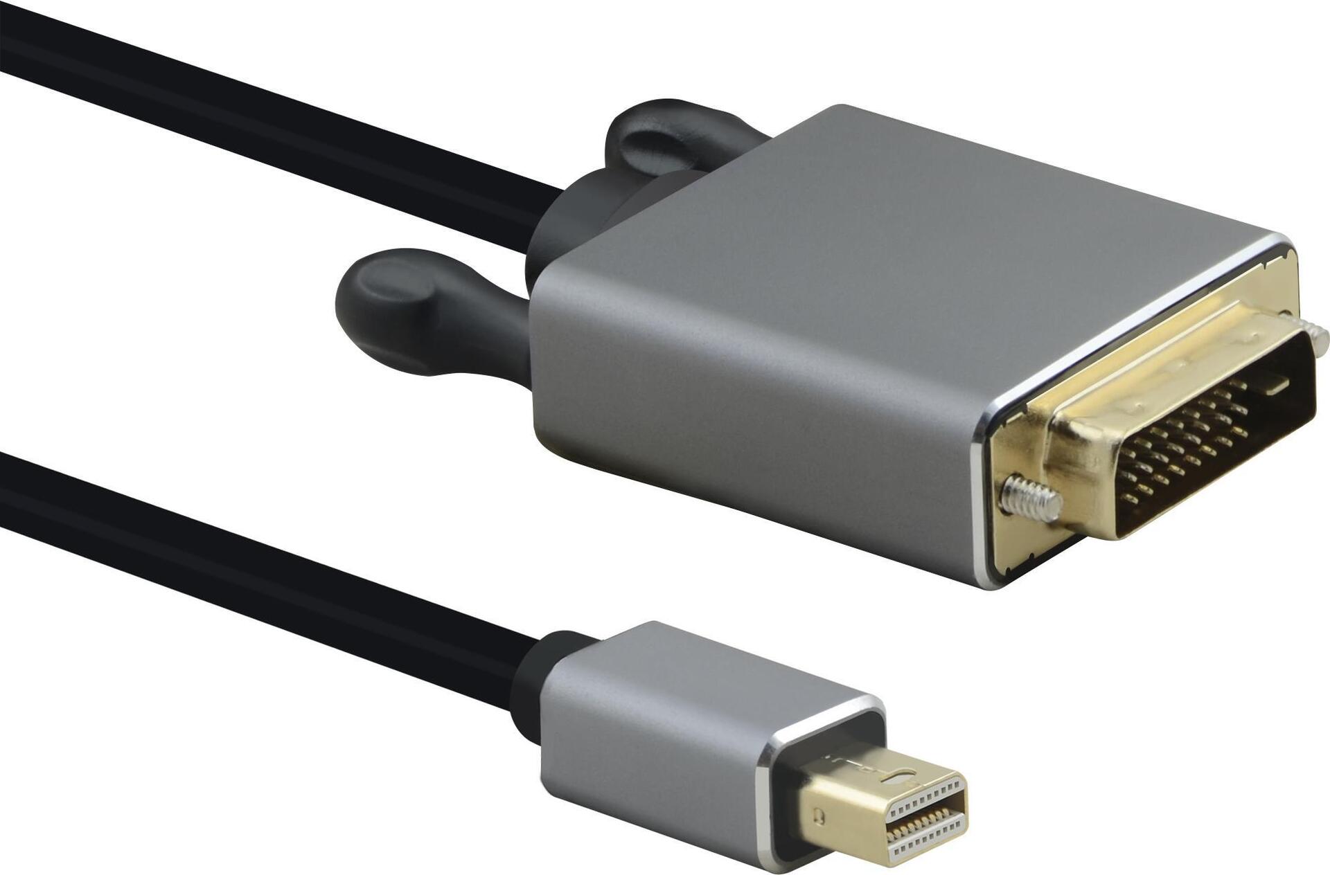 Cavo di collegamento Helos, mini DisplayPort St./DVI St., PREMIUM, 2,0 m, nero