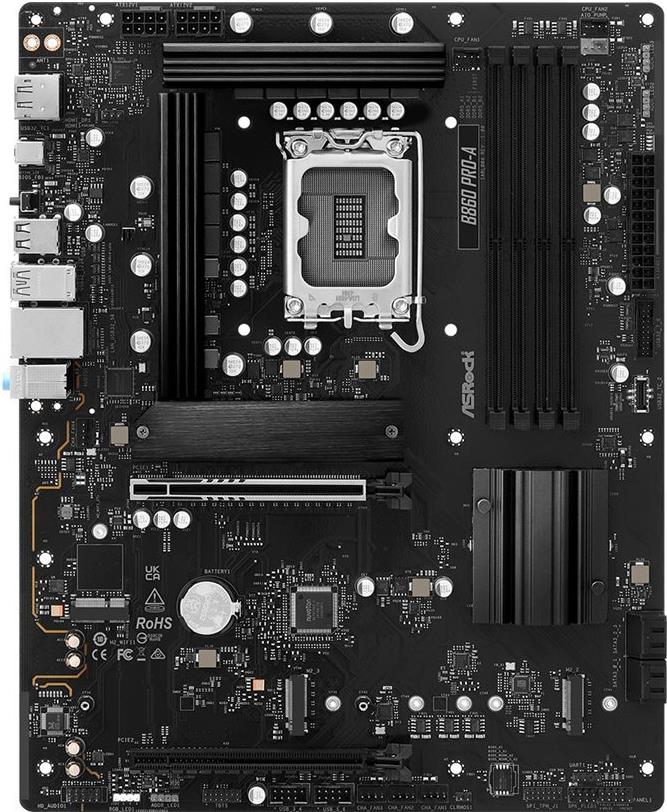 ASRock B860 Pro-A Intel 1851 Socket Motherboard ATX 4x DDR5 Slots 3x M.2 Sockets 2x USB-C Port 2.5GbE LAN 1x DisplayPort / 1x H