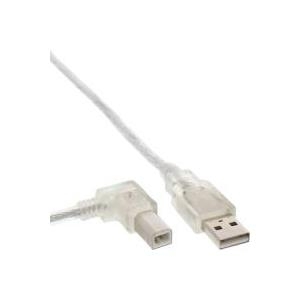 InLine - USB-Kabel - USB Typ A, 4-polig (M) - USB Typ B, 4-polig (M) abgewinkelt - 3,0m - Transparent White (34521L)