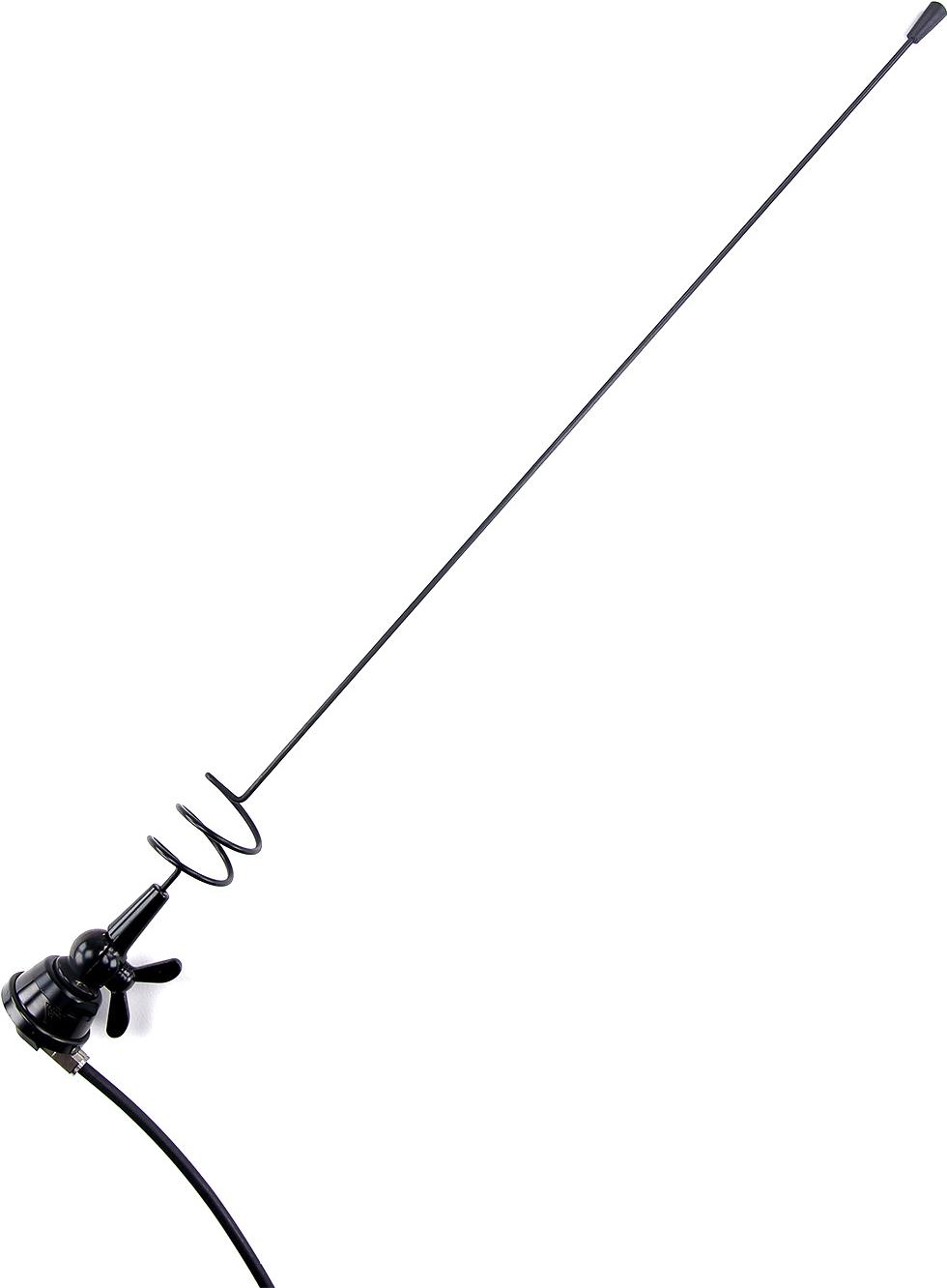 Procom MU 3-BZP4/TETRA/l, 5/8 Lambda Auto-Funkantenne, 380-400 MHz, 3 dB, 4 m Kabel mit FME(f) Schwarz verchromter Edelstahlstrahler für Kugelkopfbefesti-gung, Edelstahl-Antennenfuß (schwarz) mit Kugelgelenk undFlügelschraube, Länge: ca. 49 cm, absti