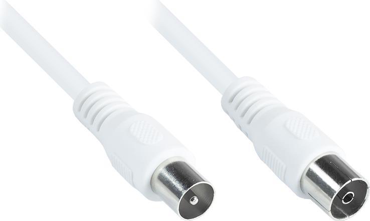 Antennenkabel, Koax/IEC Stecker an Buchse (vernickelt), 2x geschirmt (class A, >85 dB / 75 Ohm), CCS, weiß, 1m, Good Connections® (S-2K010W)