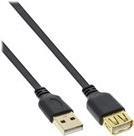 Prolunga cavo piatto USB 2.0 - A ST - BU - nero - contatti oro - 1,5 m