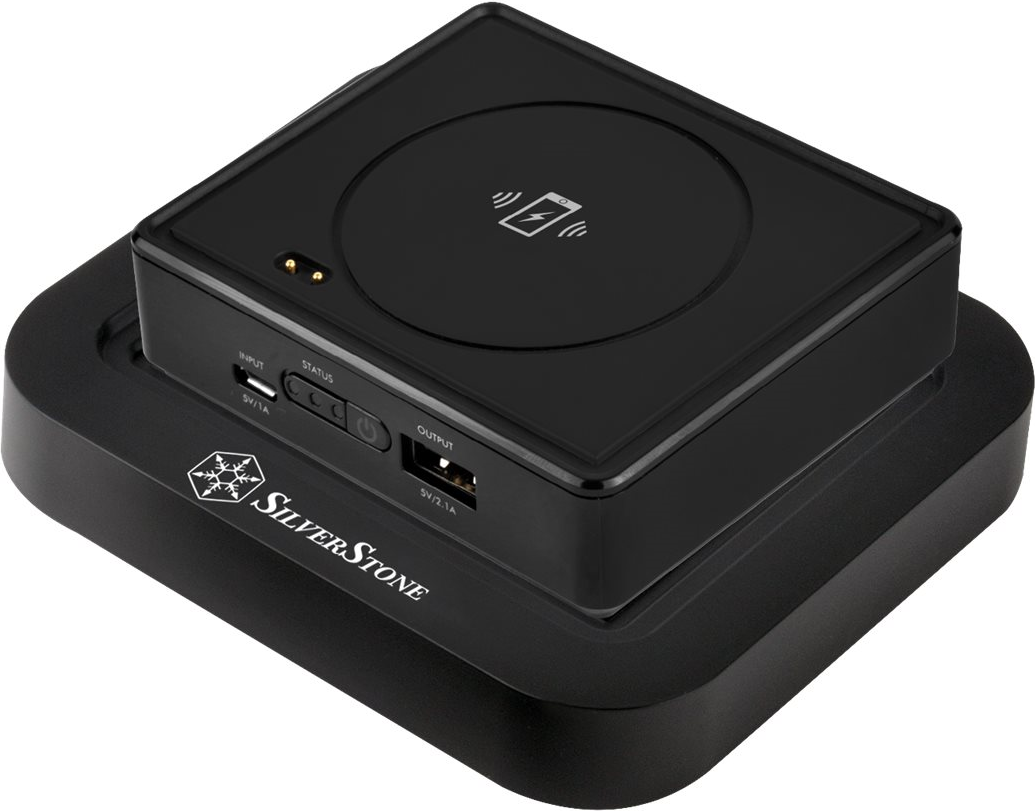 SilverStone QIB052-D - Caricabatterie wireless alimentatore AC Power bank - 5200 mAh - 21 A (USB) - sul cavo Micro-USB - Nero