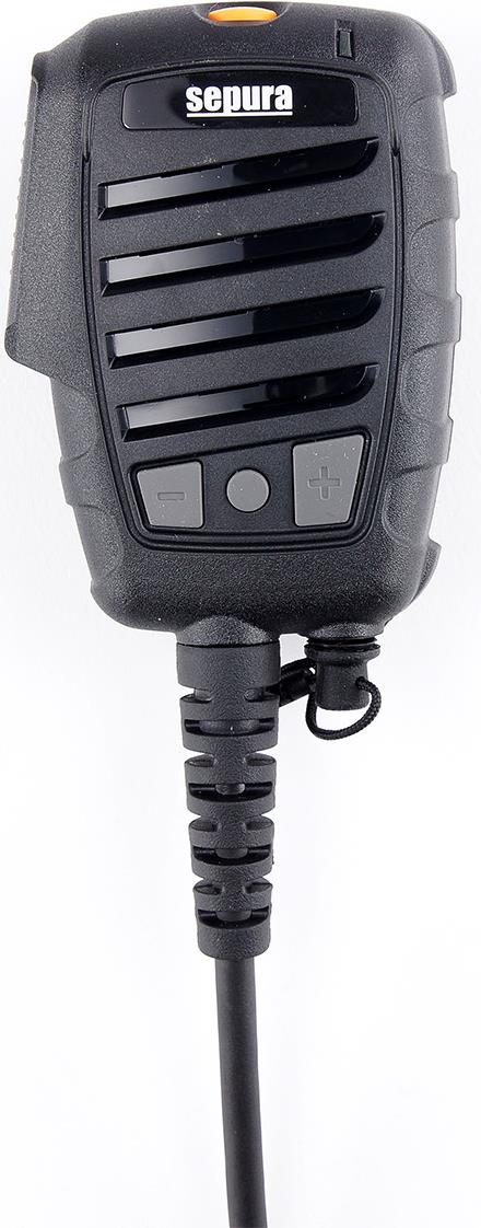 Sepura Lautsprecher-Mikrofon ADVANCED sRSM IP67 mit Clip, 3 Tasten & Notruf, für STP8/9000, SC20, SC21 mit 3,5 mm IP67 Klinkenbuchse ohne Gewinde (Mono/Stereo), 3-Farben LED, Lautstärkeregelung über 2 Funktionstasten (regelt die Funkgeräte-Lautstärke