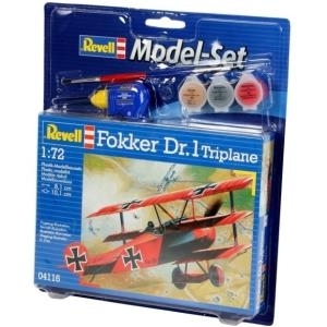 Revell Fokker DR.1 Triplane - 1:72 - Montagesatz - Flugzeugzelle - Fokker Dr.I - Militärflugzeug - Kunststoff (MR-64116)
