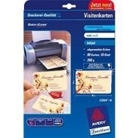 Avery Quick&Clean C32024-10 - Beidseitig beschichtete Visitenkarten, matt - weiß - 54 x 85 mm - 260 g/m2 - 80 Karte(n) (10 Bogen x 8) (C32024-10)