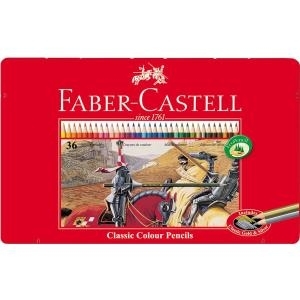 FABER-CASTELL Hexagonal-Buntstifte CASTLE, 36er Metalletui sechseckig, farbig lackiert, hohe Farbbrillanz, bruch- (115846)