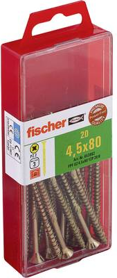 Fischer 653962 Senkkopfschrauben 4.5 mm 80 mm Kreuzschlitz Pozidriv galvanisch verzinkt 20 St. (653962)
