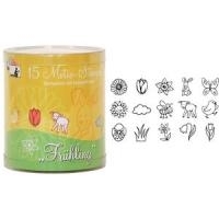 HEYDA Motivstempel-Set Frühling, Klarsicht-Runddose Motivstempel aus Holz, inkl. Stempelkissen in schwarz, je (204888484)