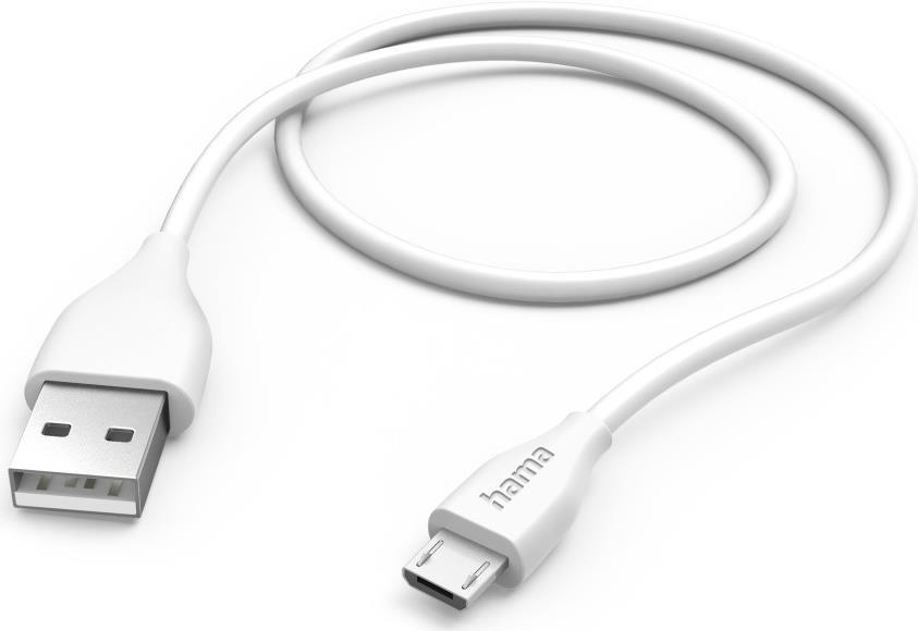 Hama USB-A to Micro USB Quick Charging Cable, USB 2.0, 1.5 Metre, White