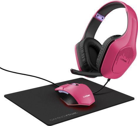 Trust GXT 790 Auricolare Cablato A Padiglione Giocare Nero, Rosa (GXT790P TRIDOX 3-IN-1 BUNDLE PNK)