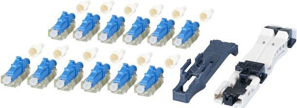 12er Set feldkonfektionierbare LC Steckverbinder OS2 blau, mit Faserhalter (53196.1)