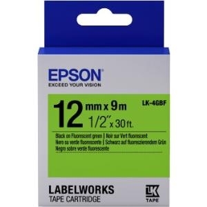 Epson LabelWorks LK-4GBF - Etikettenband - Schwarz auf Grün - Rolle (1,2 cm x 9 m) 1 Rolle(n) - für LabelWorks LW-1000P, LW-300L, LW-400, LW-400L, LW-400VP, LW-600P, LW-700, LW-900P (C53S654018)