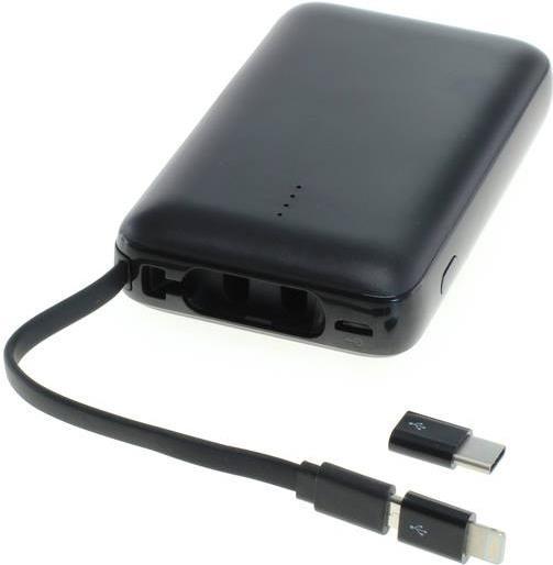 Powerbank, 10.000mAh, mit abnehmbarem Kabel & Adapterset, schwarz (8013899)