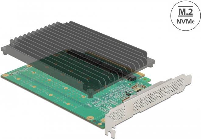 DeLOCK PCI Express x16 Card to 4 x internal NVMe M.2 Key M - Bifurcation Lagringskontrol