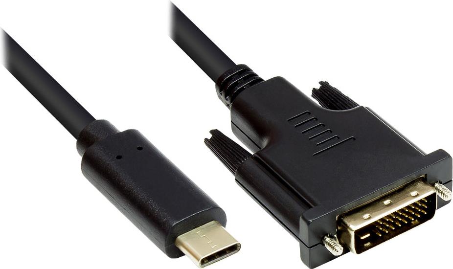 Adapterkabel USB-C Stecker an DVI 24+1 Stecker, CU, schwarz, 2m, Good Connections® (GC-M0110)
