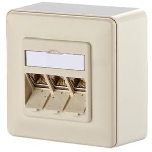 BTR IT CONNECT E-DAT modul 3x8(8) AP - Wanddose - RJ-45 X 3 - Pearl White, RAL 1013