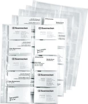 Visitenkartenhüllen A4 für bis zu 20 Karten 90x57mm Packung 10 Hüllen (1611)
