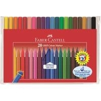 FABER-CASTELL Fasermaler GRIP COLOUR MARKER, 20er Etui Noppen-GRIP-Zone für sicheren Griff, auswaschbar aus den (155320)