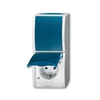 BJ - Ocean - Schuko Steckdose Kombination Wippschalter - AP *grau/blaugrün* (2601/6/20EW-53)
