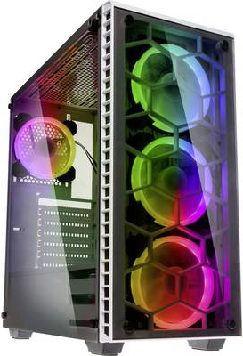 Kolink OBSERVATORY WHITE Midi Tower Nero, Bianco (Kolink Observatory Midi Tower RGB Gaming Case - White Tempered Glass Window)